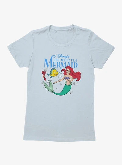 Disney The Little Mermaid Ariel Swimming With Flounder & Sebastian Womens T-Shirt