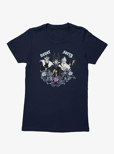 Disney Villains Never Sorry Floral Womens T-Shirt