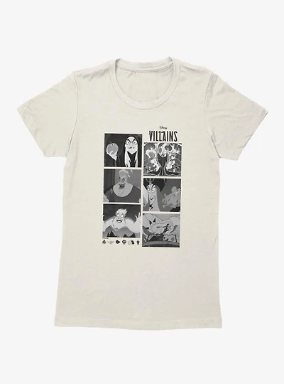 Disney Villains Monochrome Photo Reel Womens T-Shirt