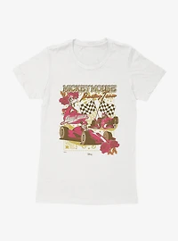 Disney Mickey Mouse Floral Pattern Racing Team Womens T-Shirt
