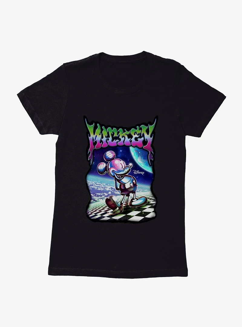 Disney Mickey Mouse Melting Metallic Universe Womens T-Shirt