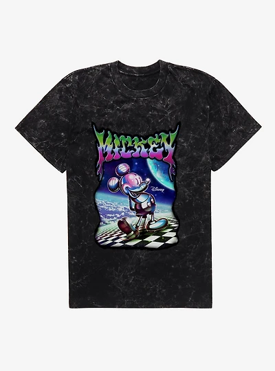 Disney Mickey Mouse Melting Metallic Universe Mineral Wash T-Shirt