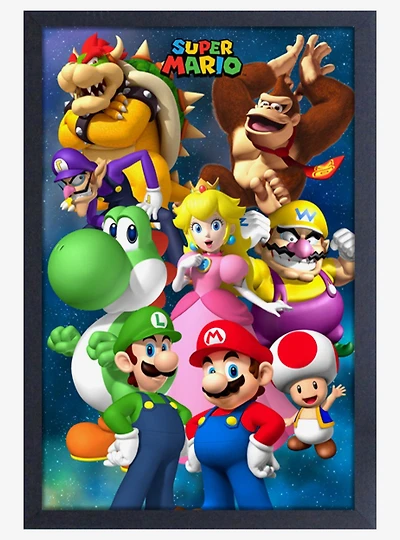 Super Mario Group 11x17" Framed Gelcoat
