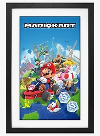 Mario Kart Globe 11x17" Faux-Matted & Framed Print Under Plexiglass