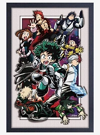 My Hero Academia Heroes 11x17" Faux-Matted & Framed Print Under Plexiglass