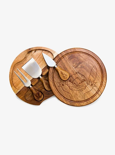 Disney Lilo & Stitch Hands Raised Acacia Brie Cheese Cutting Board & Tools Set