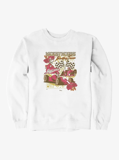 Disney Mickey Mouse Floral Pattern Racing Team Sweatshirt