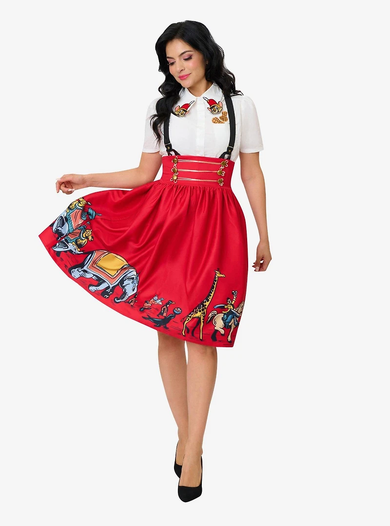 Disney Dumbo Collection by Unique Vintage Red Ringmaster Suspender Swing Skirt