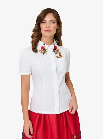 Disney Dumbo Collection by Unique Vintage White Timothy Mouse Collar Cotton Blouse