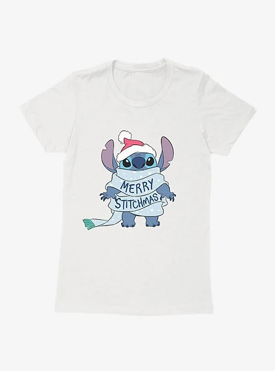 Disney Lilo & Stitch Merry Stitchmas Wrapped Up Womens T-Shirt