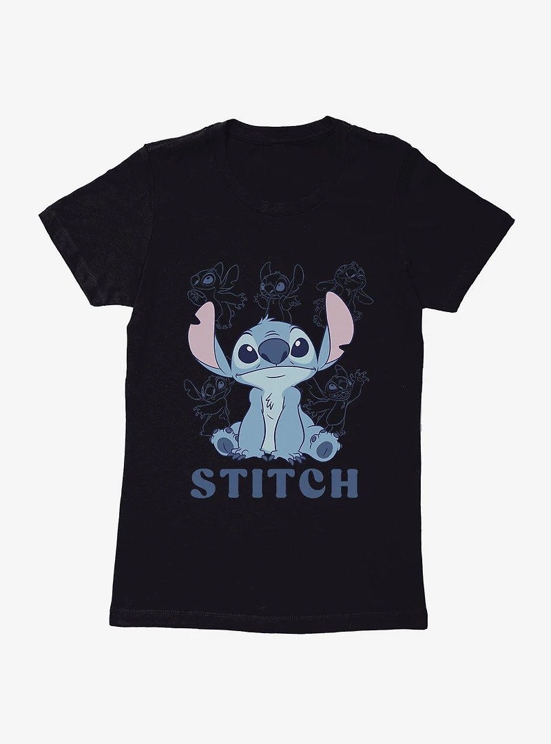 Disney Lilo & Stitch And Stencil Lines Womens T-Shirt