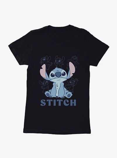 Disney Lilo & Stitch And Stencil Lines Womens T-Shirt