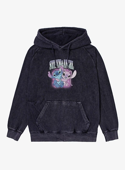 Disney Lilo & Stitch And Angel Glowing Friend Hug Mineral Wash Hoodie