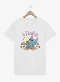 Disney Lilo & Stitch Flowers And Psychedelic Sun T-Shirt