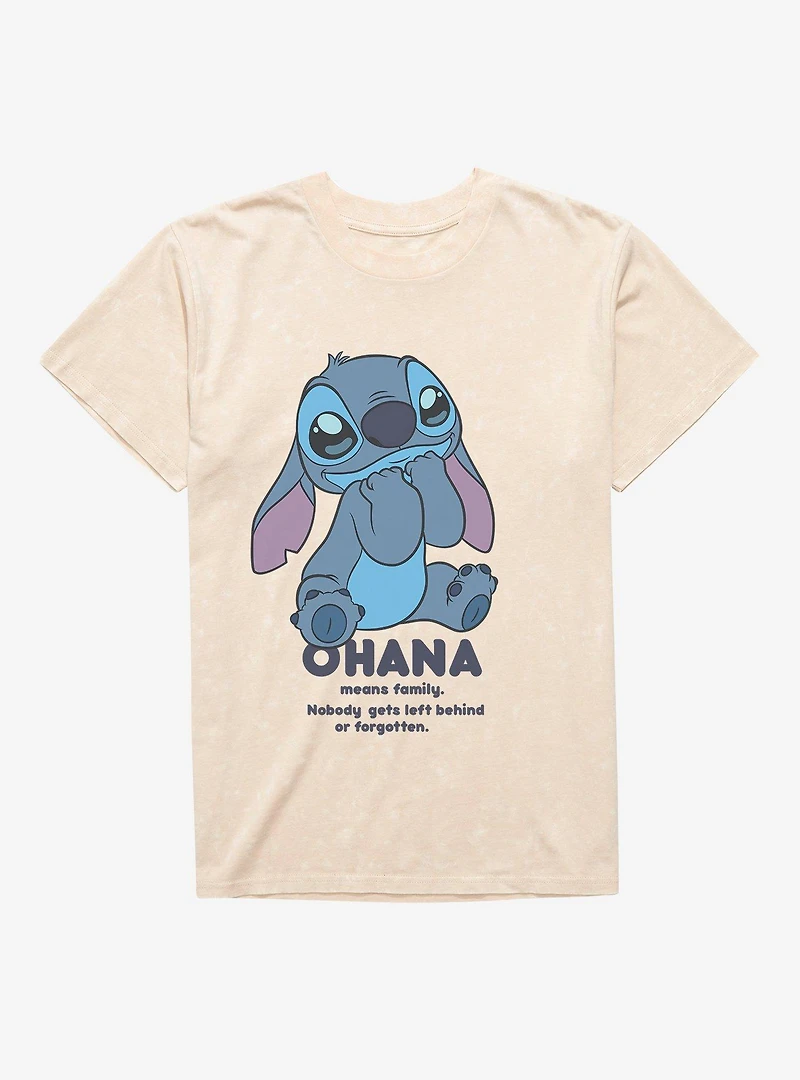 Disney Lilo & Stitch Ohana Means Family Cute Mineral Wash T-Shirt