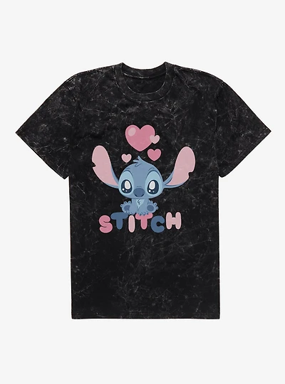 Disney Lilo & Stitch Hearts Chibi Mineral Wash T-Shirt