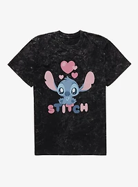 Disney Lilo & Stitch Hearts Chibi Mineral Wash T-Shirt