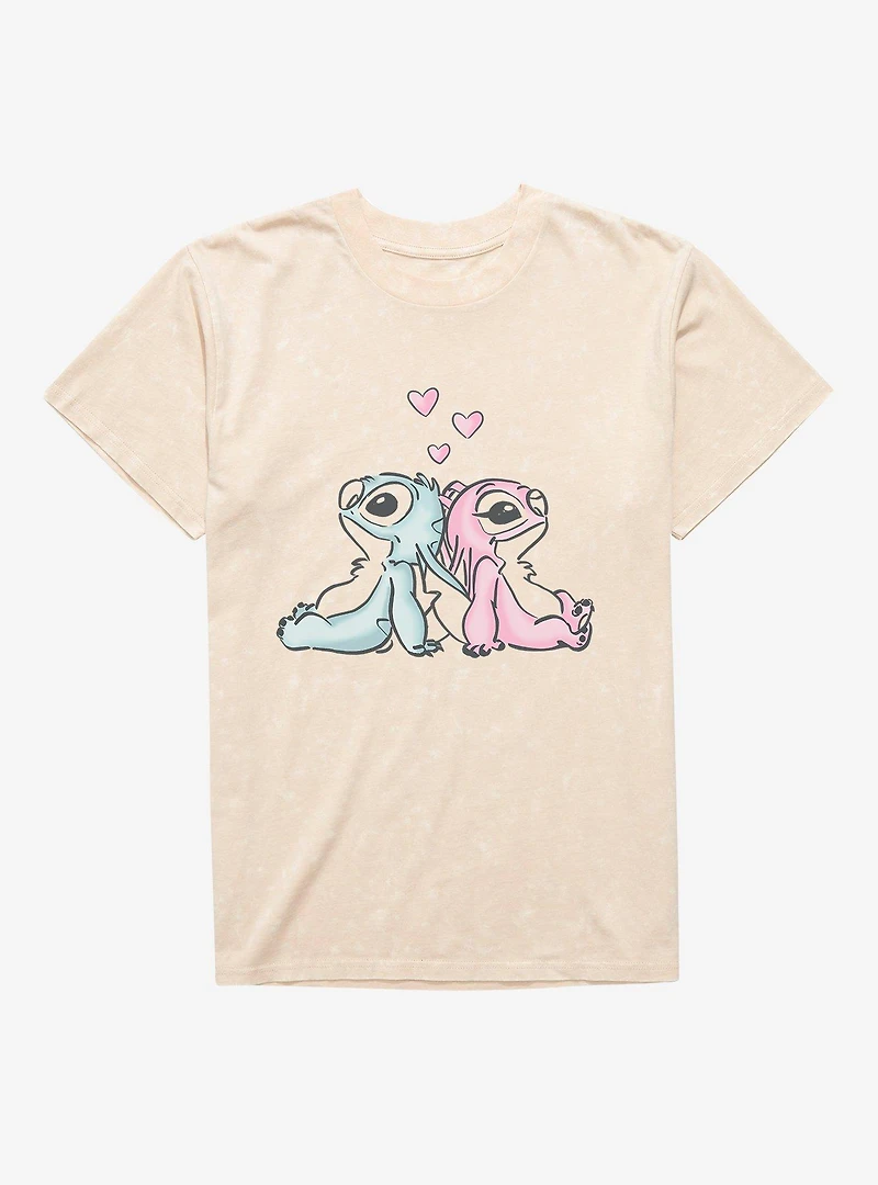 Disney Lilo & Stitch Thinking Of Love Angel Mineral Wash T-Shirt