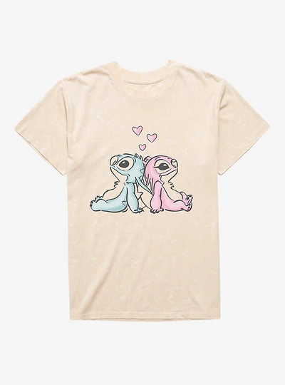 Disney Lilo & Stitch Thinking Of Love Angel Mineral Wash T-Shirt