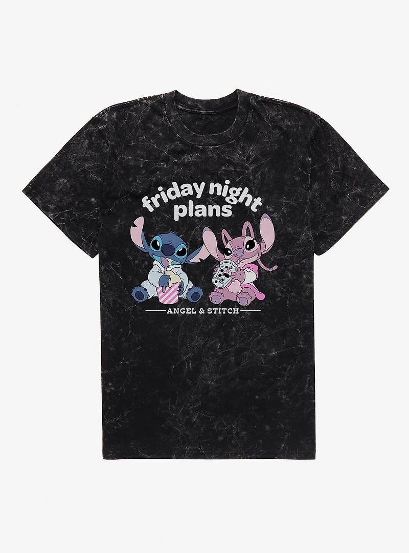 Disney Lilo & Stitch Friday Night Plans With Angel Mineral Wash T-Shirt