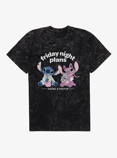 Disney Lilo & Stitch Friday Night Plans With Angel Mineral Wash T-Shirt