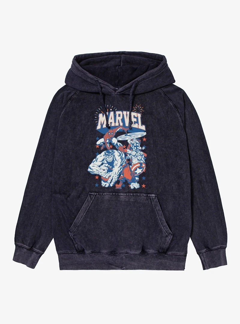 Marvel Comics Retro Star Spangled Heroes Vintage Mineral Washed Hoodie