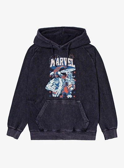 Marvel Comics Retro Star Spangled Heroes Vintage Mineral Washed Hoodie