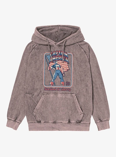 Marvel Captain America Retro Sentinel Of Libery Since 1941 Vintage Mineral Washed Hoodie
