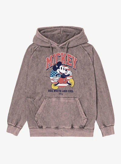 Disney Mickey Mouse Red White And Cool 4th Of July Vintage Mineral Washed Hoodie