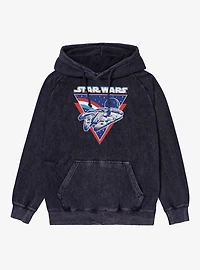 Star Wars Millennium Falcon Vintage Red White And Triangle Mineral Washed Hoodie