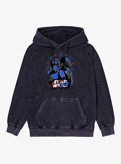 Star Wars Vader And Trooper Red Blue Graffiti Drip Vintage Mineral Washed Hoodie