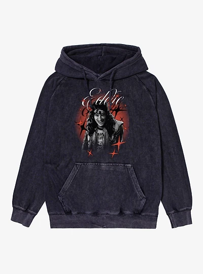 Stranger Things Eddie Stars Deawn Portrait Vintage Mineral Washed Hoodie