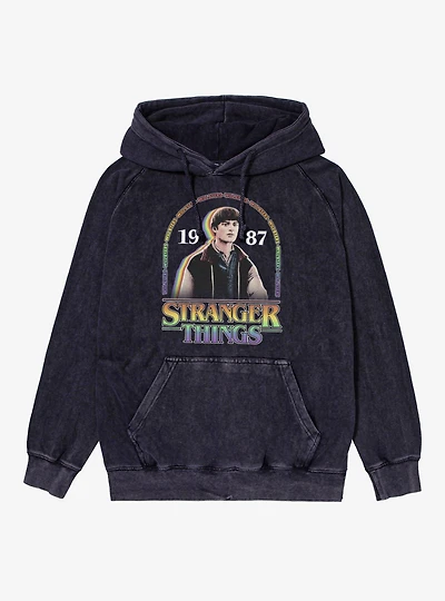 Stranger Things Will Byers 1987 Rainbow Arch Vintage Mineral Washed Hoodie