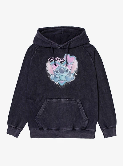 Disney Lilo & Stitch Out Of This World Spray Paint Heart Vintage Mineral Washed Hoodie