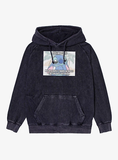 Disney Lilo & Stitch Feeling Cute Might Cause Chaos Meme Vintage Mineral Washed Hoodie
