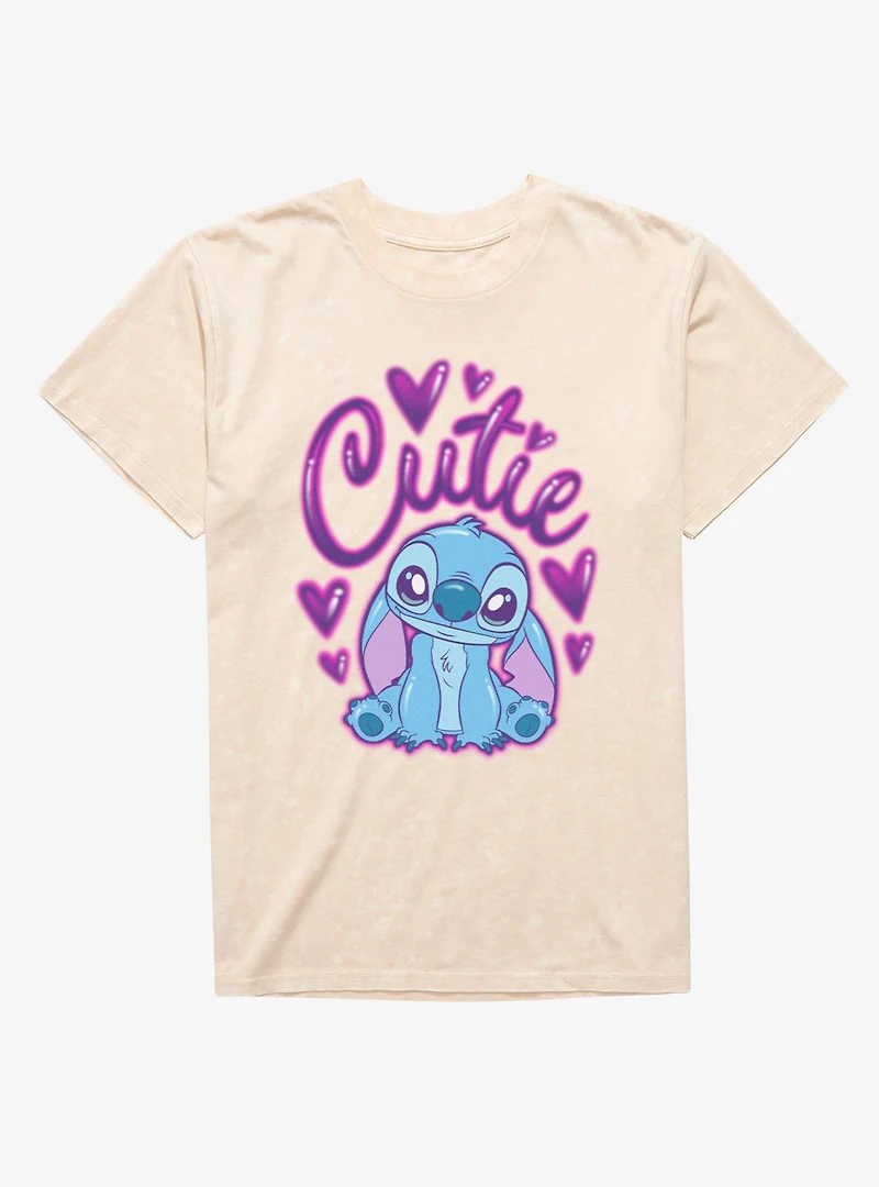 Disney Lilo & Stitch Cutie Heart Spray Paint Mineral Wash T-Shirt