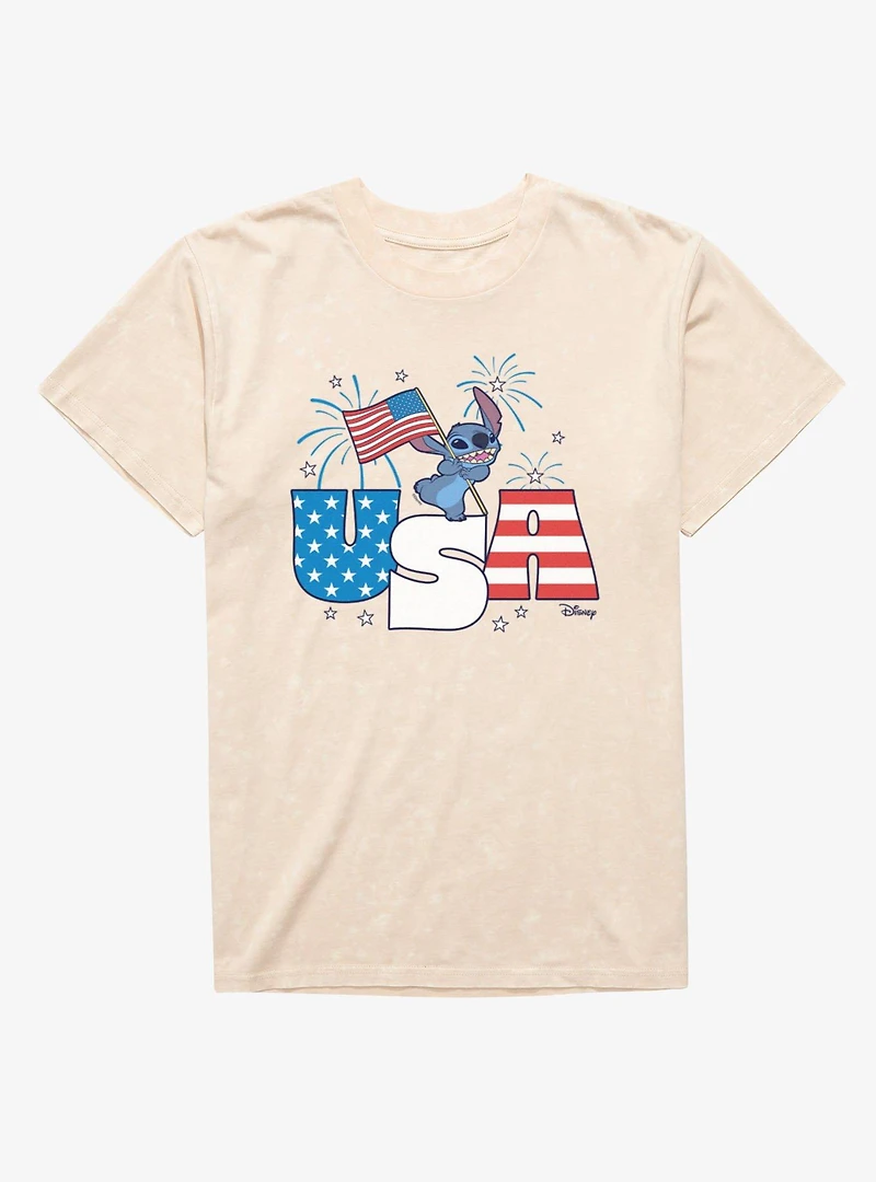 Disney Lilo & Stitch Fireworks 4th Of July Mineral Wash T-Shirt