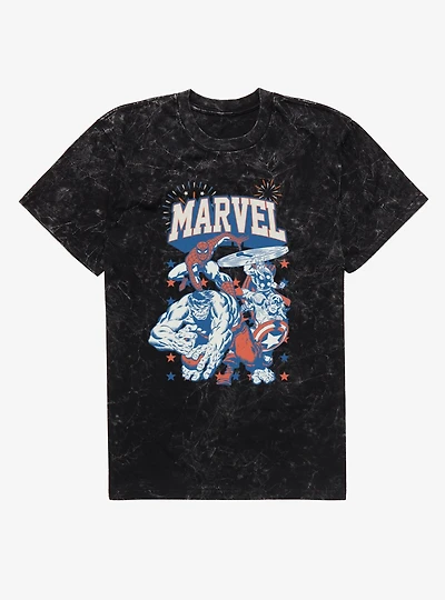 Marvel Comics Retro Star Spangled Heroes Mineral Wash T-Shirt