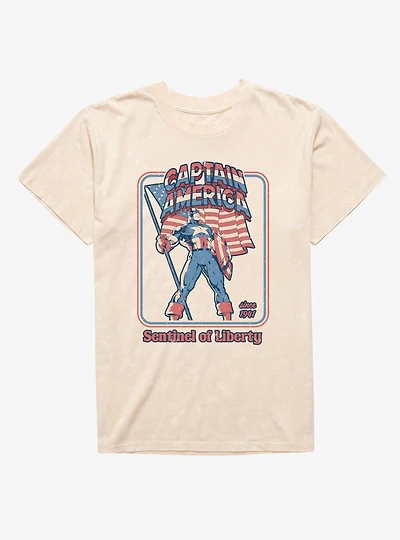 Marvel Captain America Retro Sentinel Of Libery Since 1941 Mineral Wash T-Shirt