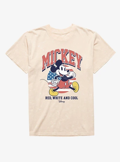 Disney Mickey Mouse Red White And Cool 4th Of July Mineral Wash T-Shirt