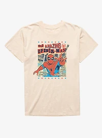 Marvel Spider-Man News Paper Print Cutout Americana Mineral Wash T-Shirt