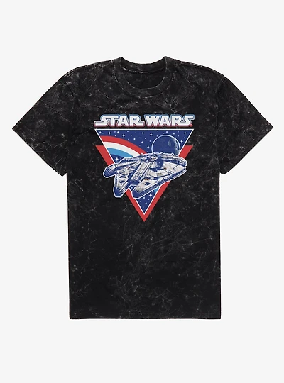 Star Wars Millennium Falcon Vintage Red White And Triangle Mineral Wash T-Shirt