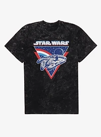 Star Wars Millennium Falcon Vintage Red White And Triangle Mineral Wash T-Shirt