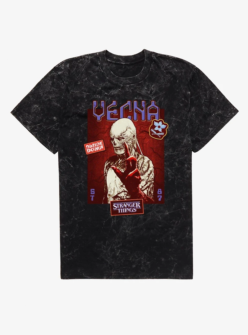 Stranger Things Vecna Upside Down Hand Up Card Mineral Wash T-Shirt
