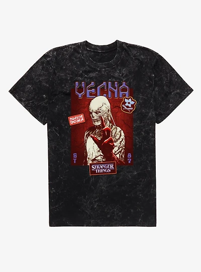 Stranger Things Vecna Upside Down Hand Up Card Mineral Wash T-Shirt