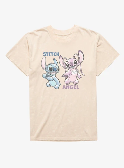 Disney Lilo & Stitch Angel And Sketches Mineral Wash T-Shirt