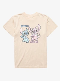 Disney Lilo & Stitch Angel And Sketches Mineral Wash T-Shirt
