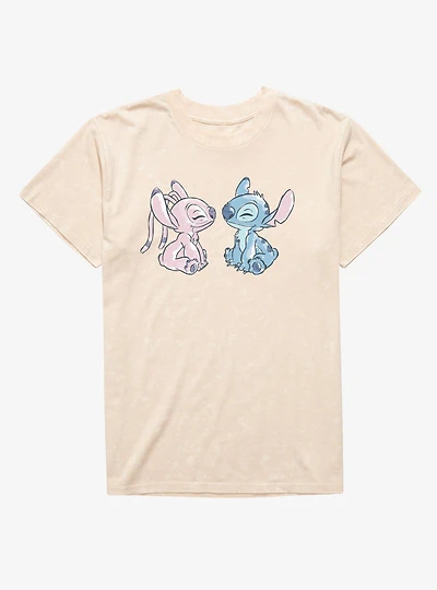 Disney Lilo & Stitch Angel And Cute Love Mineral Wash T-Shirt