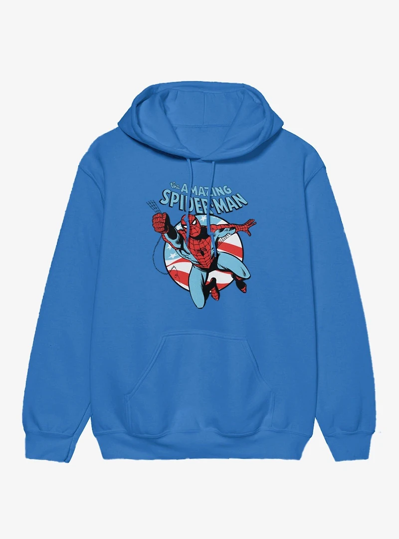 Marvel The Amazing Spider-Man Retro Swinging Flag Circle Hoodie
