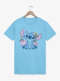 Disney Lilo & Stitch Quirky Smile Flowers T-Shirt